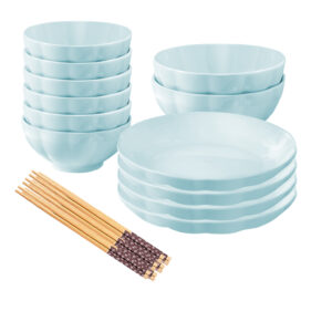 Buy SOGA Light Blue Japanese Style Ceramic Dinnerware Crockery Soup Bowl Plate Server Kitchen Home Decor Set of 12 Online - Kitchenware - 1 - AU Depot Free Shipping