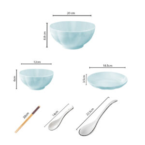 Buy SOGA Light Blue Japanese Style Ceramic Dinnerware Crockery Soup Bowl Plate Server Kitchen Home Decor Set of 5 Online - Kitchenware - 2 - AU Depot Free Shipping