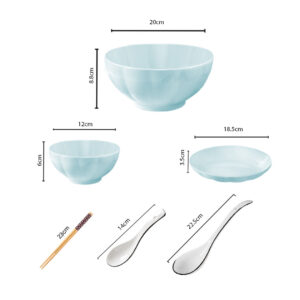 Buy SOGA Light Blue Japanese Style Ceramic Dinnerware Crockery Soup Bowl Plate Server Kitchen Home Decor Set of 9 Online - Kitchenware - 2 - AU Depot Free Shipping