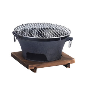 Buy SOGA Medium Cast Iron Round Stove Charcoal Table Net Grill Japanese Style BBQ Picnic Camping with Wooden Board Online - home & living > outdoor living > barbecues > barbecues > freestanding - 1 - AU Depot Free Shipping