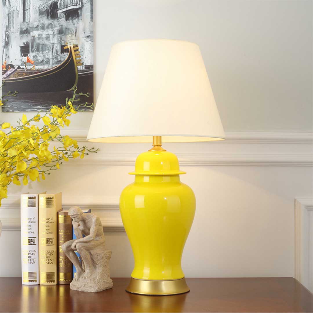 SOGA Oval Ceramic Table Lamp with Gold Metal Base Desk Lamp Yellow - TableLamp170Yellow - Home & Living - 4 - AU DEPOT SOGA Buy SOGA Oval Ceramic Table Lamp with Gold Metal Base Desk Lamp Yellow Online - Home & Living - 4 - AU Depot Free Shipping