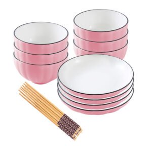 Buy SOGA Pink Japanese Style Ceramic Dinnerware Crockery Soup Bowl Plate Server Kitchen Home Decor Set of 10 Online - Kitchenware - 1 - AU Depot Free Shipping