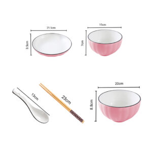 Buy SOGA Pink Japanese Style Ceramic Dinnerware Crockery Soup Bowl Plate Server Kitchen Home Decor Set of 10 Online - Kitchenware - 2 - AU Depot Free Shipping