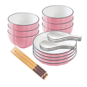 Buy SOGA Pink Japanese Style Ceramic Dinnerware Crockery Soup Bowl Plate Server Kitchen Home Decor Set of 10 Online - Kitchenware - 1 - AU Depot Free Shipping