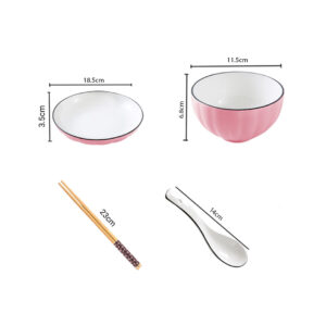 Buy SOGA Pink Japanese Style Ceramic Dinnerware Crockery Soup Bowl Plate Server Kitchen Home Decor Set of 4 Online - Kitchenware - 2 - AU Depot Free Shipping