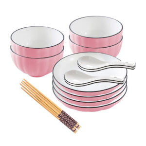 Buy SOGA Pink Japanese Style Ceramic Dinnerware Crockery Soup Bowl Plate Server Kitchen Home Decor Set of 8 Online - Kitchenware - 1 - AU Depot Free Shipping