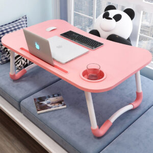 Buy SOGA Pink Portable Bed Table Adjustable Folding Mini Desk Notebook Stand Card Slot Holder with Cup-Holder Home Decor Online - Desks & Computer Tables - 2 - AU Depot Free Shipping