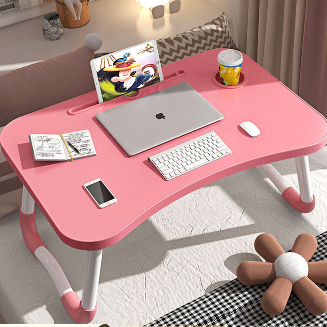 SOGA Pink Portable Bed Table Adjustable Folding Mini Desk Notebook Stand Card Slot Holder with Cup-Holder Home Decor - BedTableH302 - Desks & Computer Tables - 3 - AU DEPOT SOGA Buy SOGA Pink Portable Bed Table Adjustable Folding Mini Desk Notebook Stand Card Slot Holder with Cup-Holder Home Decor Online - Desks & Computer Tables - 3 - AU Depot Free Shipping