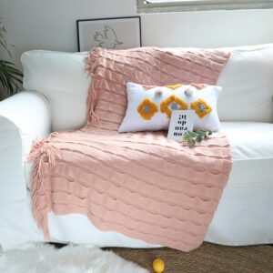 Buy SOGA Pink Textured Knitted Throw Blanket Warm Cozy Woven Cover Couch Bed Sofa Home Decor with Tassels Online - Home - 2 - AU Depot Free Shipping