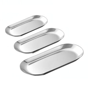 Buy SOGA Silver Nordic Oval Plate Set Small Medium, and Large for 3 Pieces Kitchen Essentials Online - home & living > kitchen & dining > cookware > saucepans - 1 - AU Depot Free Shipping