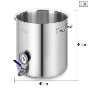 Buy SOGA Stainless Steel 50L No Lid Brewery Pot With Beer Valve 40*40cm Online - Groceries & Liquor - 2 - AU Depot Free Shipping