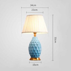 Buy SOGA Textured Ceramic Oval Table Lamp with Gold Metal Base Blue Online - Home & Living - 2 - AU Depot Free Shipping