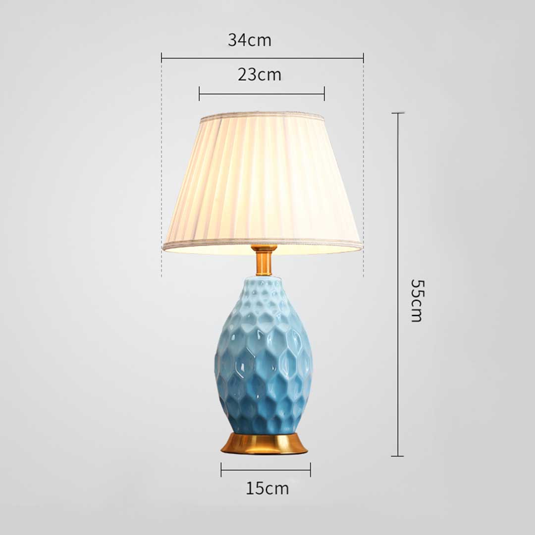 SOGA Textured Ceramic Oval Table Lamp with Gold Metal Base Blue - TableLamp180Blue - Home & Living - 2 - AU DEPOT SOGA Buy SOGA Textured Ceramic Oval Table Lamp with Gold Metal Base Blue Online - Home & Living - 2 - AU Depot Free Shipping