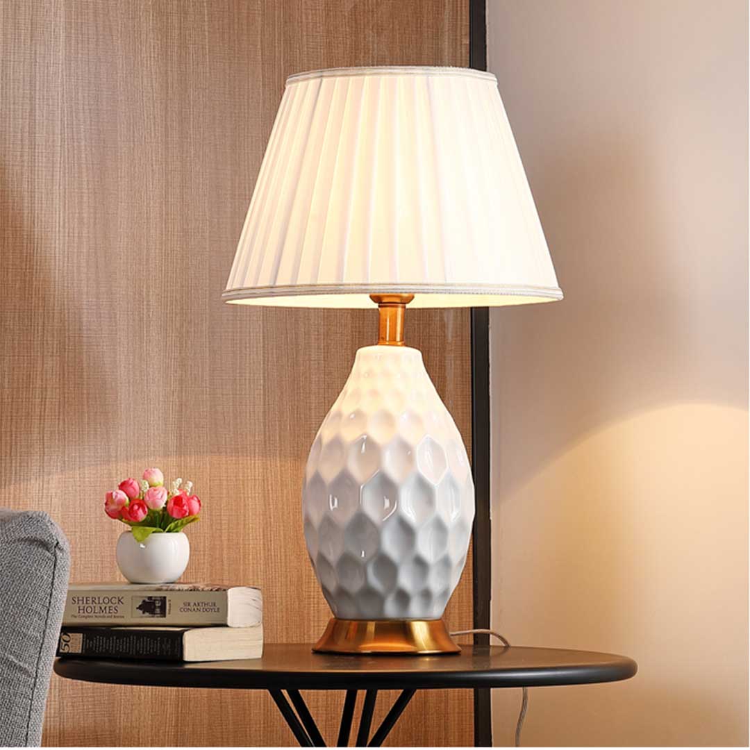 SOGA Textured Ceramic Oval Table Lamp with Gold Metal Base White - TableLamp180White - Home & Living - 5 - AU DEPOT SOGA Buy SOGA Textured Ceramic Oval Table Lamp with Gold Metal Base White Online - Home & Living - 5 - AU Depot Free Shipping