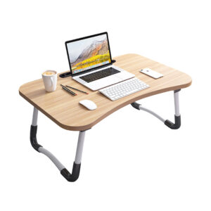 Buy SOGA Walnut Portable Bed Table Adjustable Foldable Bed Sofa Study Table Laptop Mini Desk with Notebook Stand Card Slot Holder Home Decor Online - Desks & Computer Tables - 1 - AU Depot Free Shipping