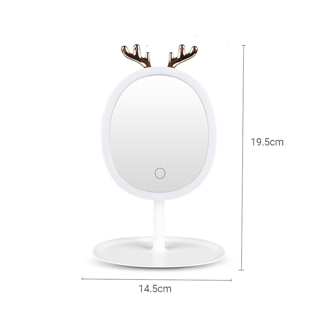 SOGA White Antler LED Light Makeup Mirror Tabletop Vanity Home Decor - BathG533 - Home - 2 - AU DEPOT SOGA Buy SOGA White Antler LED Light Makeup Mirror Tabletop Vanity Home Decor Online - Home - 2 - AU Depot Free Shipping