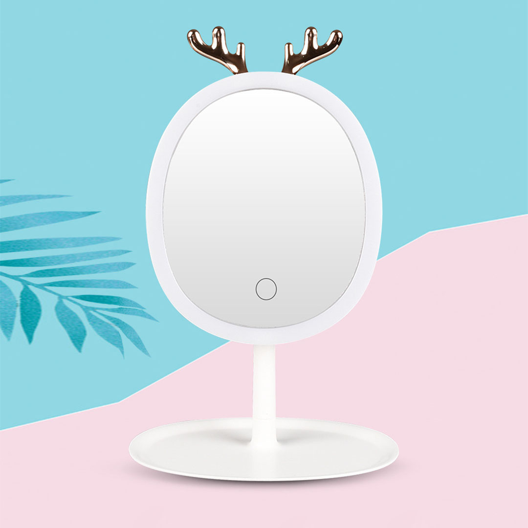 SOGA White Antler LED Light Makeup Mirror Tabletop Vanity Home Decor - BathG533 - Home - 3 - AU DEPOT SOGA Buy SOGA White Antler LED Light Makeup Mirror Tabletop Vanity Home Decor Online - Home - 3 - AU Depot Free Shipping