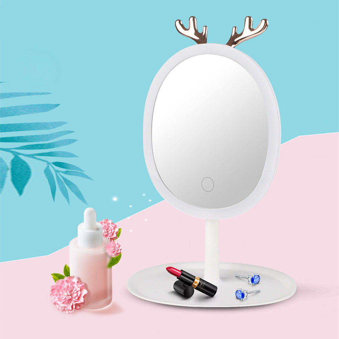 SOGA White Antler LED Light Makeup Mirror Tabletop Vanity Home Decor - BathG533 - Home - 4 - AU DEPOT SOGA Buy SOGA White Antler LED Light Makeup Mirror Tabletop Vanity Home Decor Online - Home - 4 - AU Depot Free Shipping