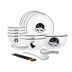 Buy SOGA White Antler Printed Ceramic Dinnerware Set Crockery Soup Bowl Plate Server Kitchen Home Decor Set of 13 Online - Kitchenware - 1 - AU Depot Free Shipping