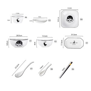 Buy SOGA White Antler Printed Ceramic Dinnerware Set Crockery Soup Bowl Plate Server Kitchen Home Decor Set of 20 Online - Kitchenware - 2 - AU Depot Free Shipping
