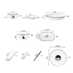 Buy SOGA White Antler Printed Ceramic Dinnerware Set Crockery Soup Bowl Plate Server Kitchen Home Decor Set of 34 Online - Kitchenware - 2 - AU Depot Free Shipping