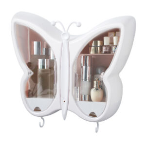 Buy SOGA White Butterfly Shape Wall-Mounted Makeup Organiser Dustproof Waterproof Bathroom Storage Box Home Decor Online - Home - 1 - AU Depot Free Shipping