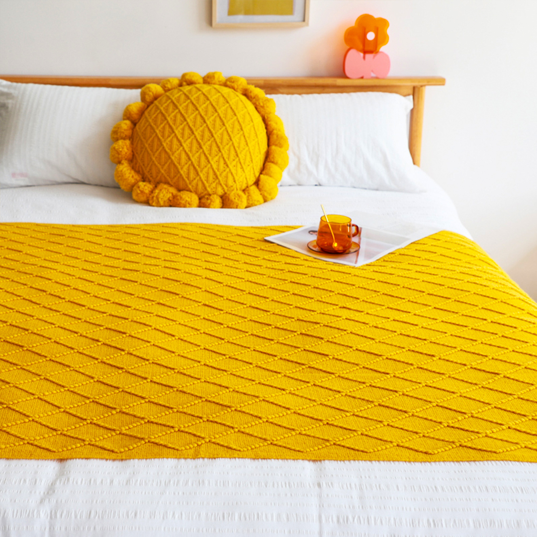 SOGA Yellow Diamond Pattern Knitted Throw Blanket Warm Cozy Woven Cover Couch Bed Sofa Home Decor with Tassels - Blanket901 - Home - 3 - AU DEPOT SOGA Buy SOGA Yellow Diamond Pattern Knitted Throw Blanket Warm Cozy Woven Cover Couch Bed Sofa Home Decor with Tassels Online - Home - 3 - AU Depot Free Shipping