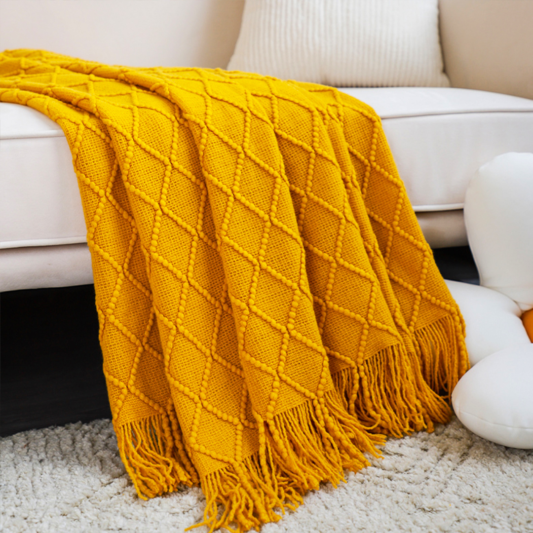 SOGA Yellow Diamond Pattern Knitted Throw Blanket Warm Cozy Woven Cover Couch Bed Sofa Home Decor with Tassels - Blanket901 - Home - 6 - AU DEPOT SOGA Buy SOGA Yellow Diamond Pattern Knitted Throw Blanket Warm Cozy Woven Cover Couch Bed Sofa Home Decor with Tassels Online - Home - 6 - AU Depot Free Shipping