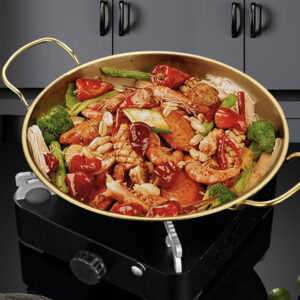 Buy Soga 25cm Signature Dry Pot And crafted with 201 Material in Gold for Kitchen Essential Online - home & living - 2 - AU Depot Free Shipping