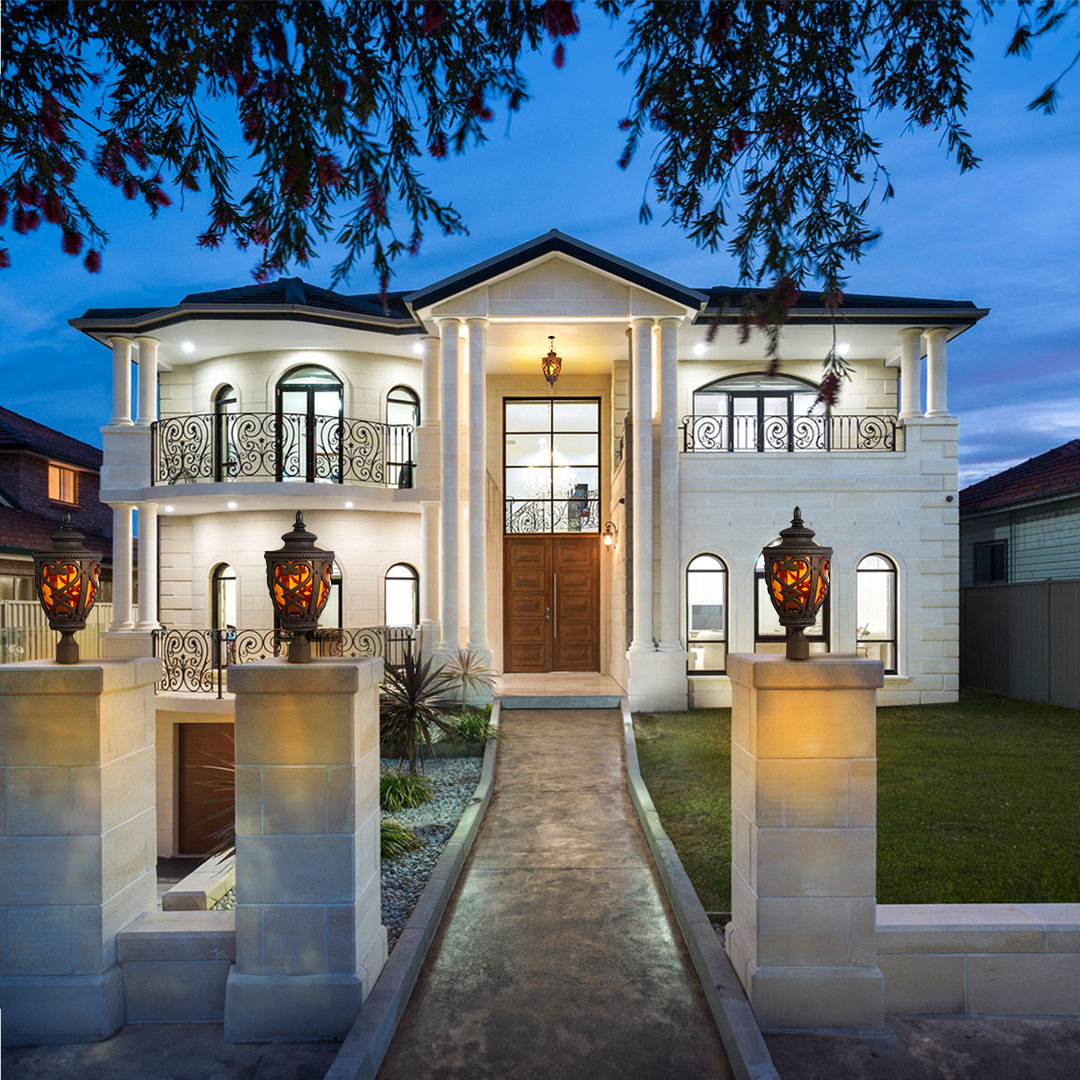 Vintage Lamp 4X 50.8cm Elegant Post Light with Aluminum and Glass Lantern Classic Outdoor Lighting - Lamp301StandX4 - Home & Living - 5 - AU DEPOT SOGA Buy Vintage Lamp 4X 50.8cm Elegant Post Light with Aluminum and Glass Lantern Classic Outdoor Lighting Online - Home & Living - 5 - AU Depot Free Shipping