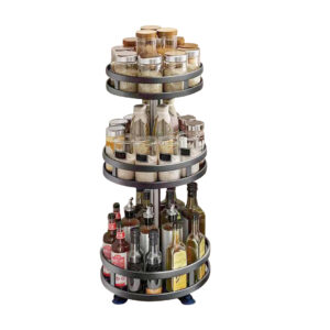 Buy SOGA 3 Tier Steel Black Round Rotating Multi-Function Kitchen Portable Storage Spice Seasoning Kitchen Countertop Organiser Shelf Online - Garden, Tools & Hardware - 1 - AU Depot Free Shipping