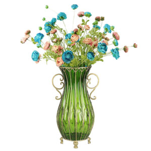 Buy SOGA 51cm Green Glass Tall Floor Vase with 12pcs Artificial Fake Flower Set Online - Home & Living - 1 - AU Depot Free Shipping