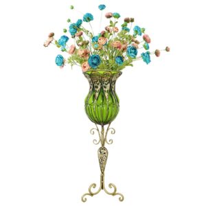Buy SOGA 85cm Green Glass Tall Floor Vase and 12pcs Blue Artificial Fake Flower Set Online - Home & Living - 1 - AU Depot Free Shipping