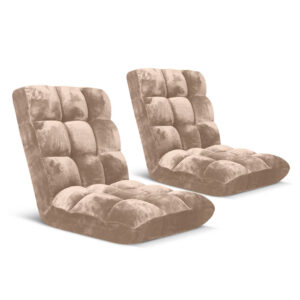 Buy SOGA 2X Floor Recliner Folding Lounge Sofa Futon Couch Folding Chair Cushion Light Apricot Online - Furniture - 1 - AU Depot Free Shipping
